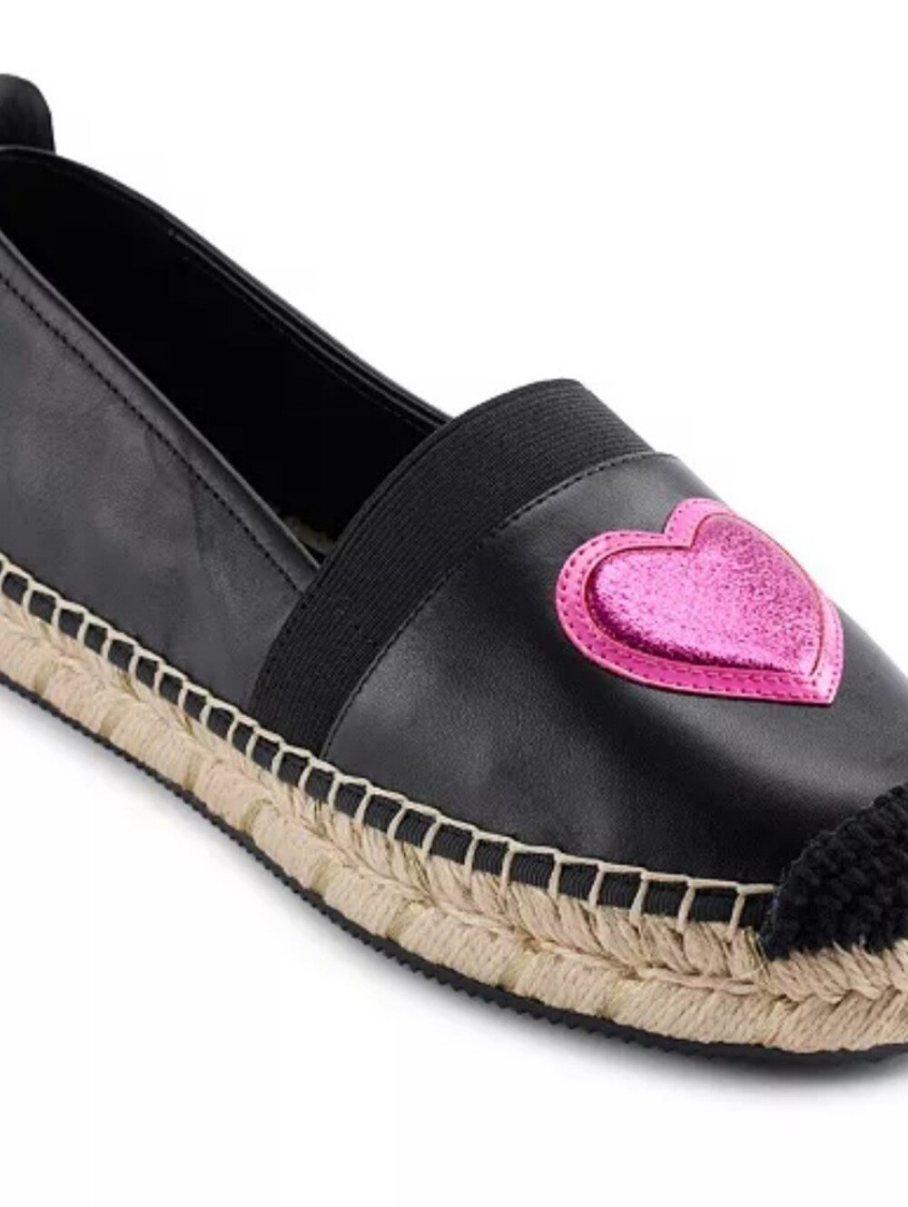 Karl Lagerfeld Black Espadrille Slip-On with Pink Heart